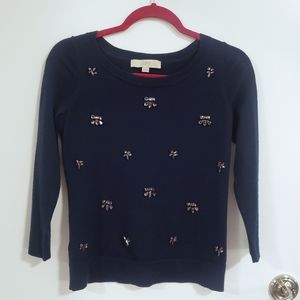 Rhinestone Embellished Loft Sweater in Navy
